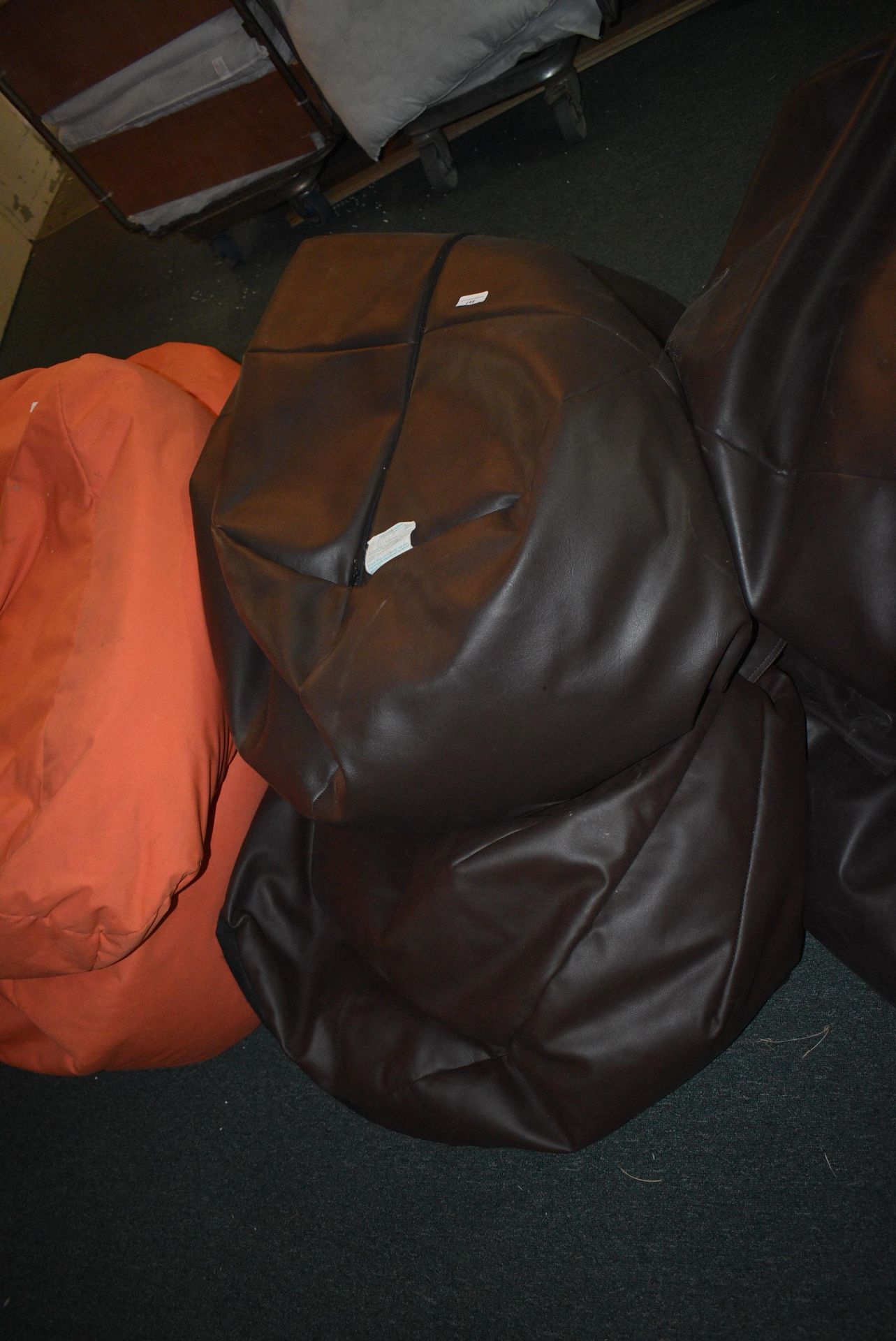 *Three Brown Faux Leather Beanbags