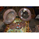 *Pair of Carved Indian Teak Circular Mirrors