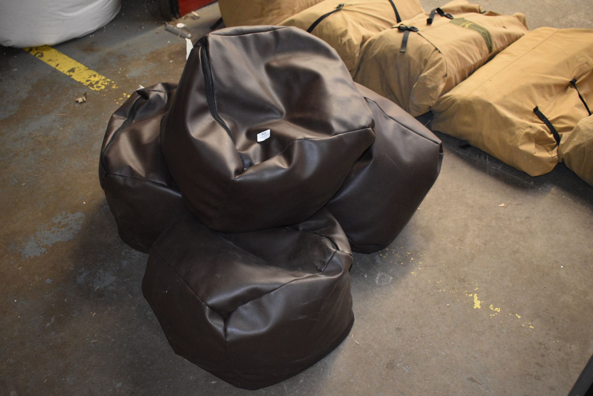 *Four Brown Faux Leather Beanbag Cubes