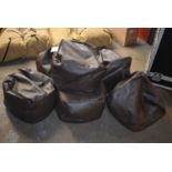 *Six Brown Faux Leather Beanbag Cubes