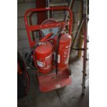 *Fire Extinguisher Stand with Fire Alarm Bell and Two Water Fire Extinguishers