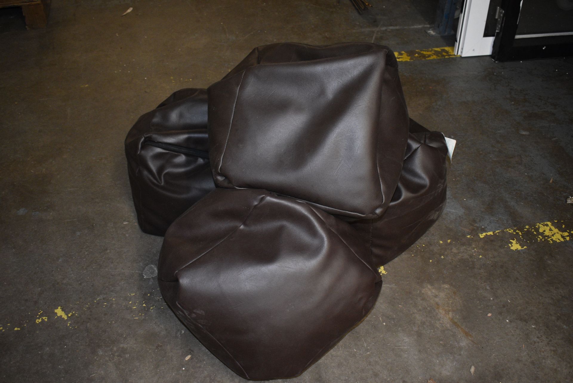 *Four Brown Faux Leather Beanbag Cubes - Image 2 of 2