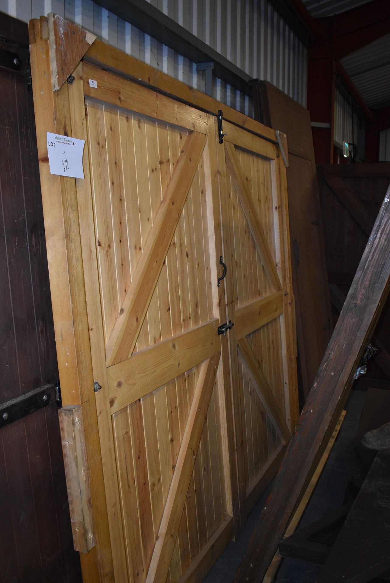 *Pair of Softwood Double Doors with Surround 229cm wide x 205cm high