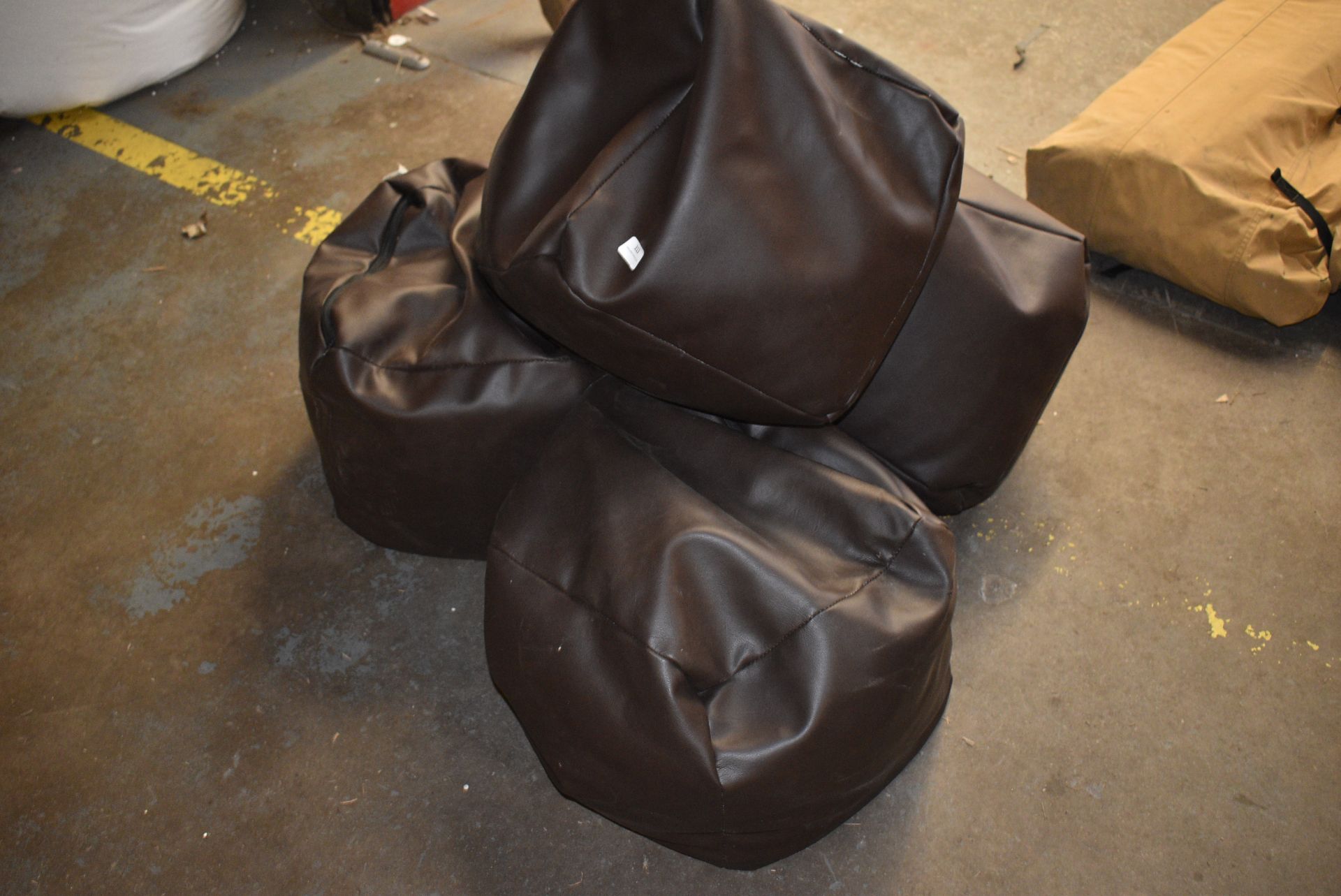 *Four Brown Faux Leather Beanbag Cubes