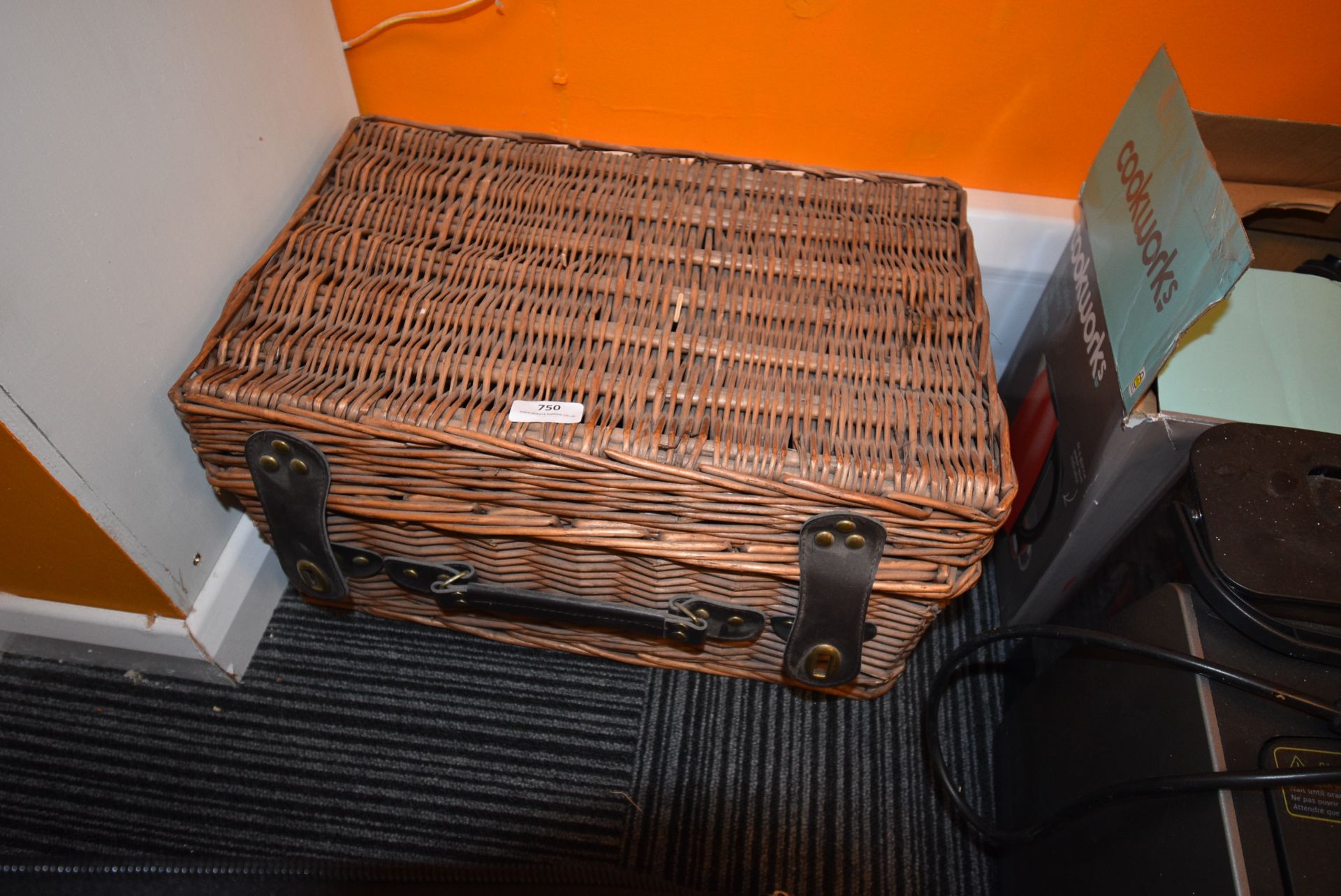 *Wicker Picnic Basket with Leather Straps