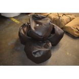 *Four Brown Faux Leather Beanbag Cubes