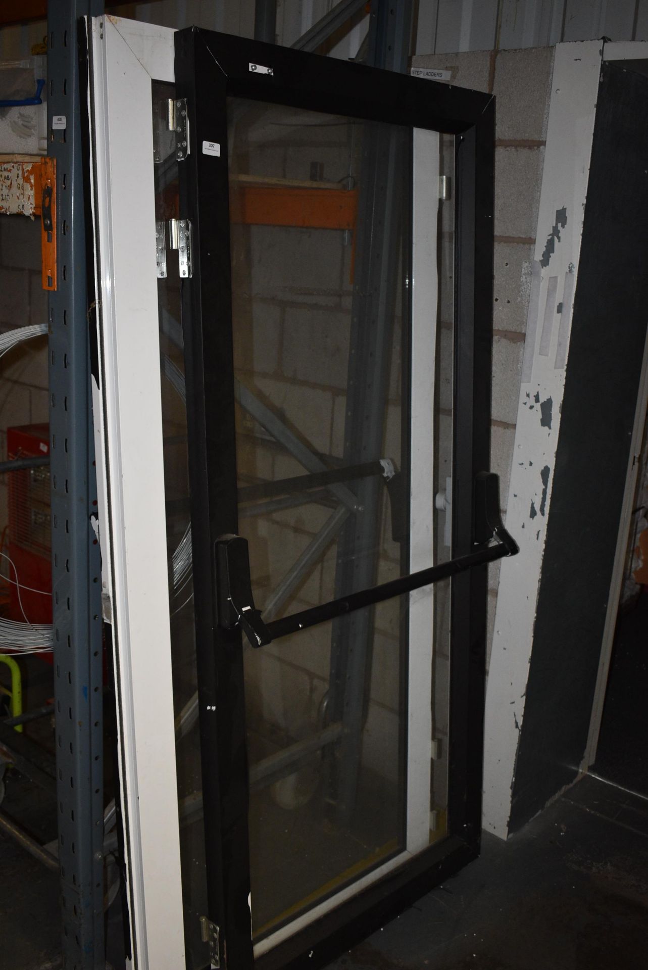 *Pair of Aluminium Framed Glazed Doors with Panic Bolts