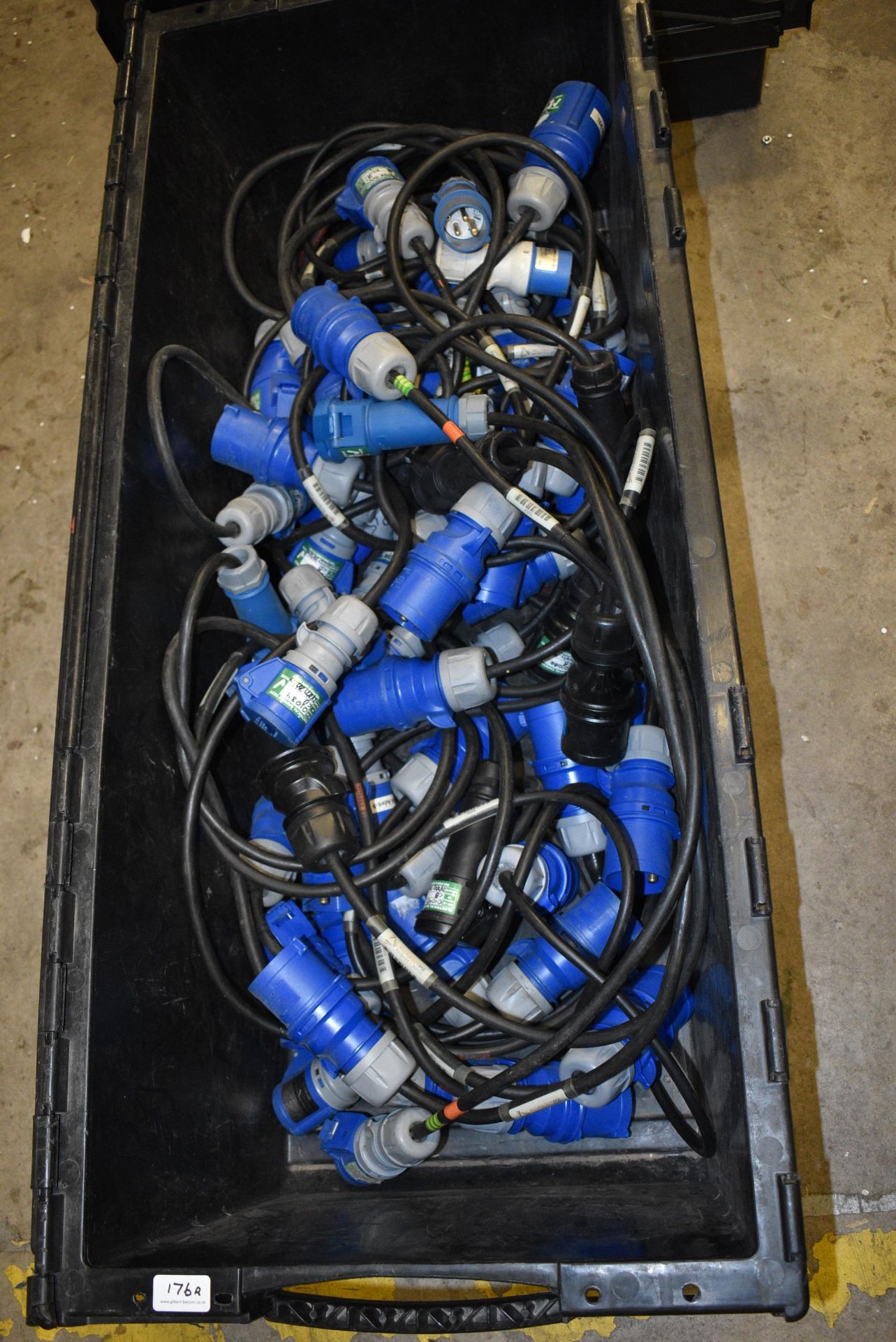 *Black Plastic Crate Containing a Quantity of 32a to 16a 240v Extension Cables - Image 2 of 2