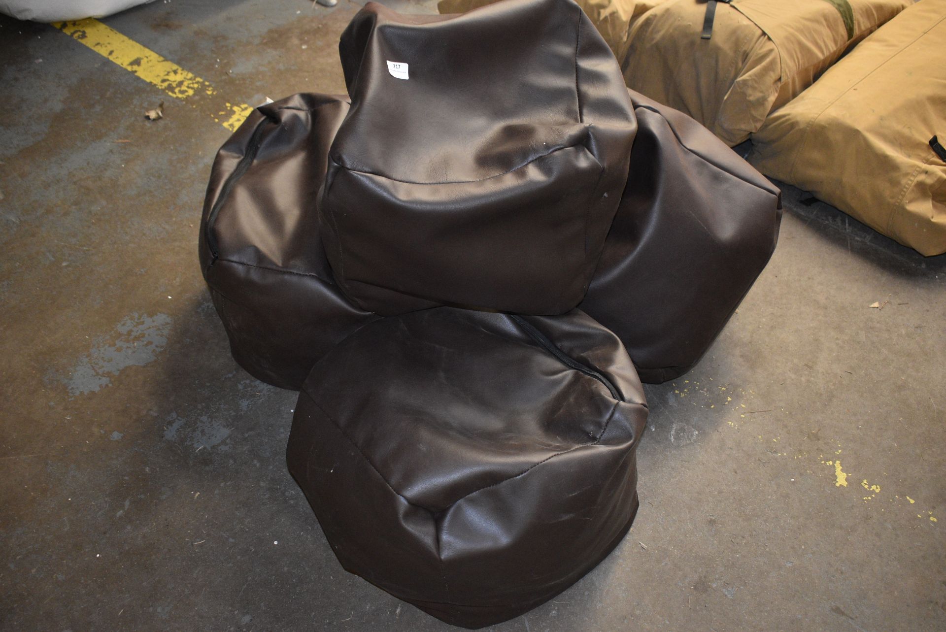 *Four Brown Faux Leather Beanbag Cubes