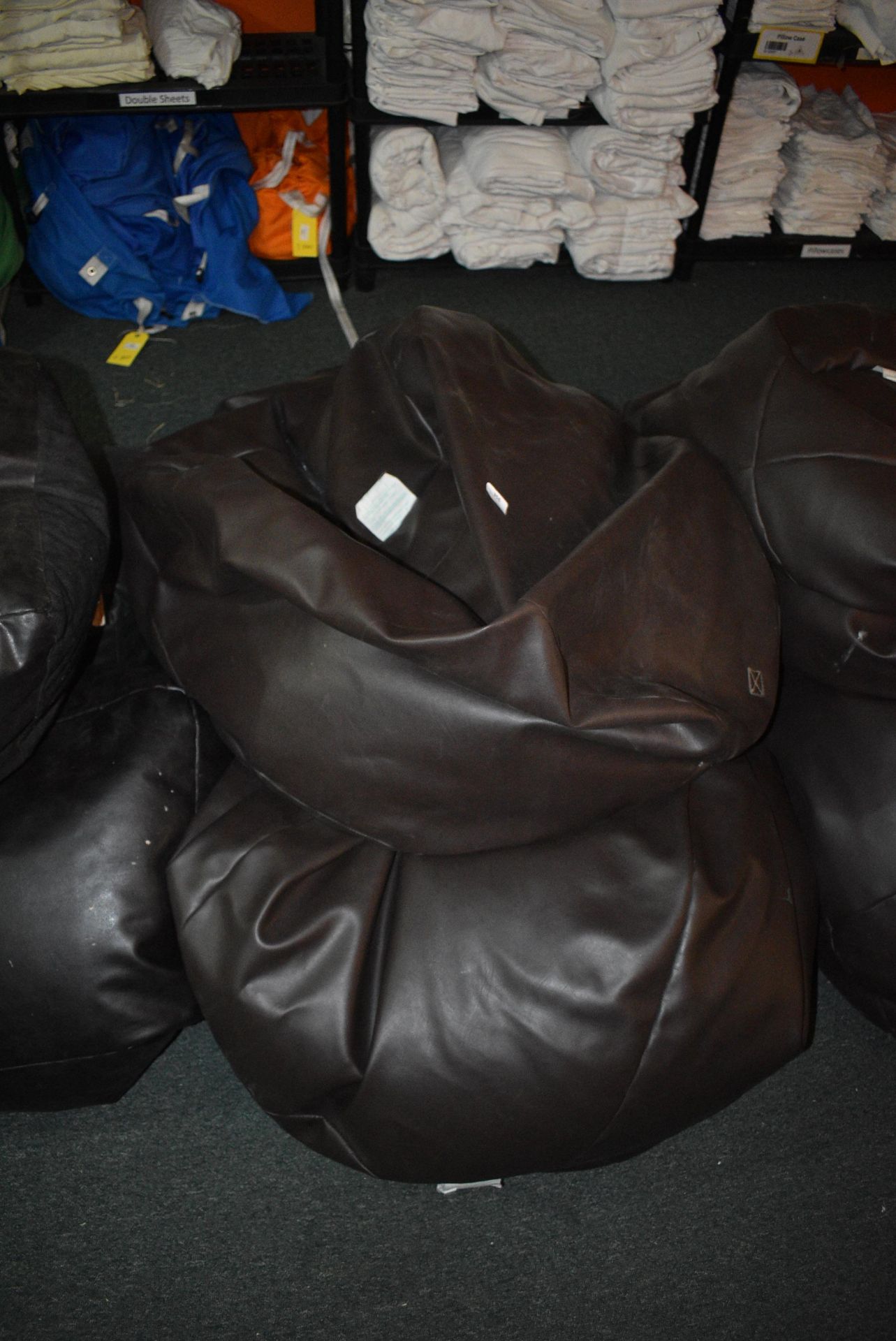 *Three Brown Faux Leather Beanbags