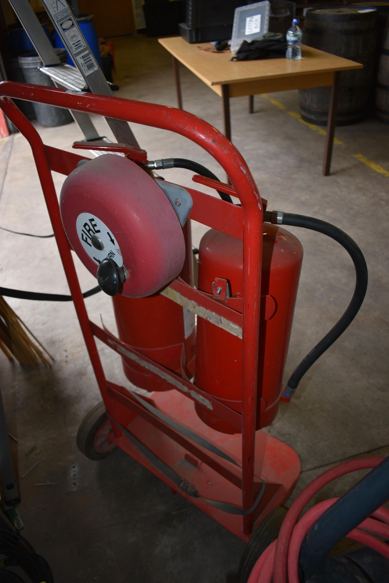 *Fire Extinguisher Stand with Fire Alarm Bell and Two Water Fire Extinguishers - Image 2 of 2