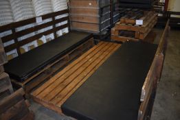 *Bench and Table Set Comprising Two Softwood Futon Style Benches with Cushion Close Boarded Futon