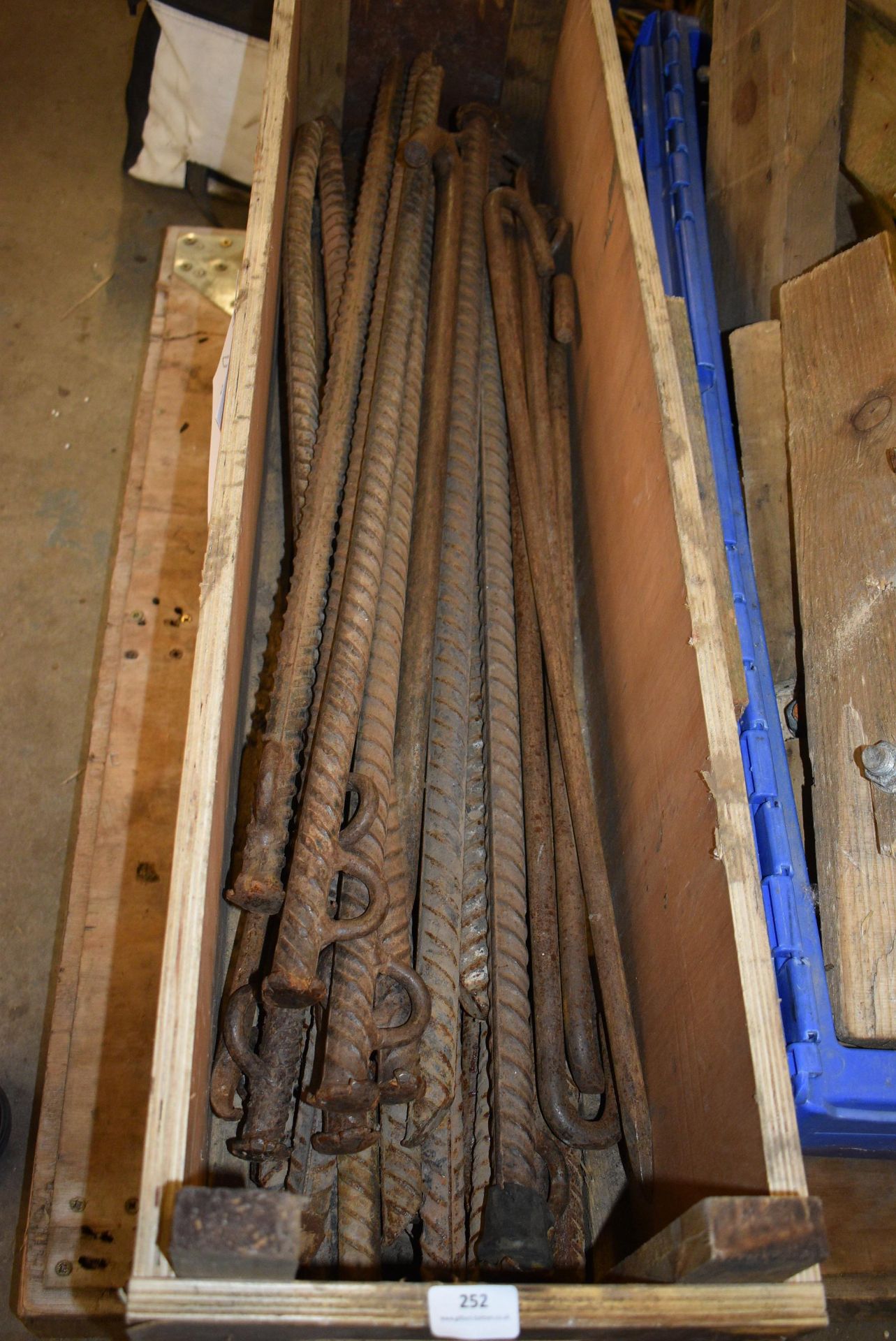 *Wooden Crate Containing Large Steel Tent Pegs