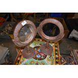 *Pair of Carved Indian Teak Circular Mirrors