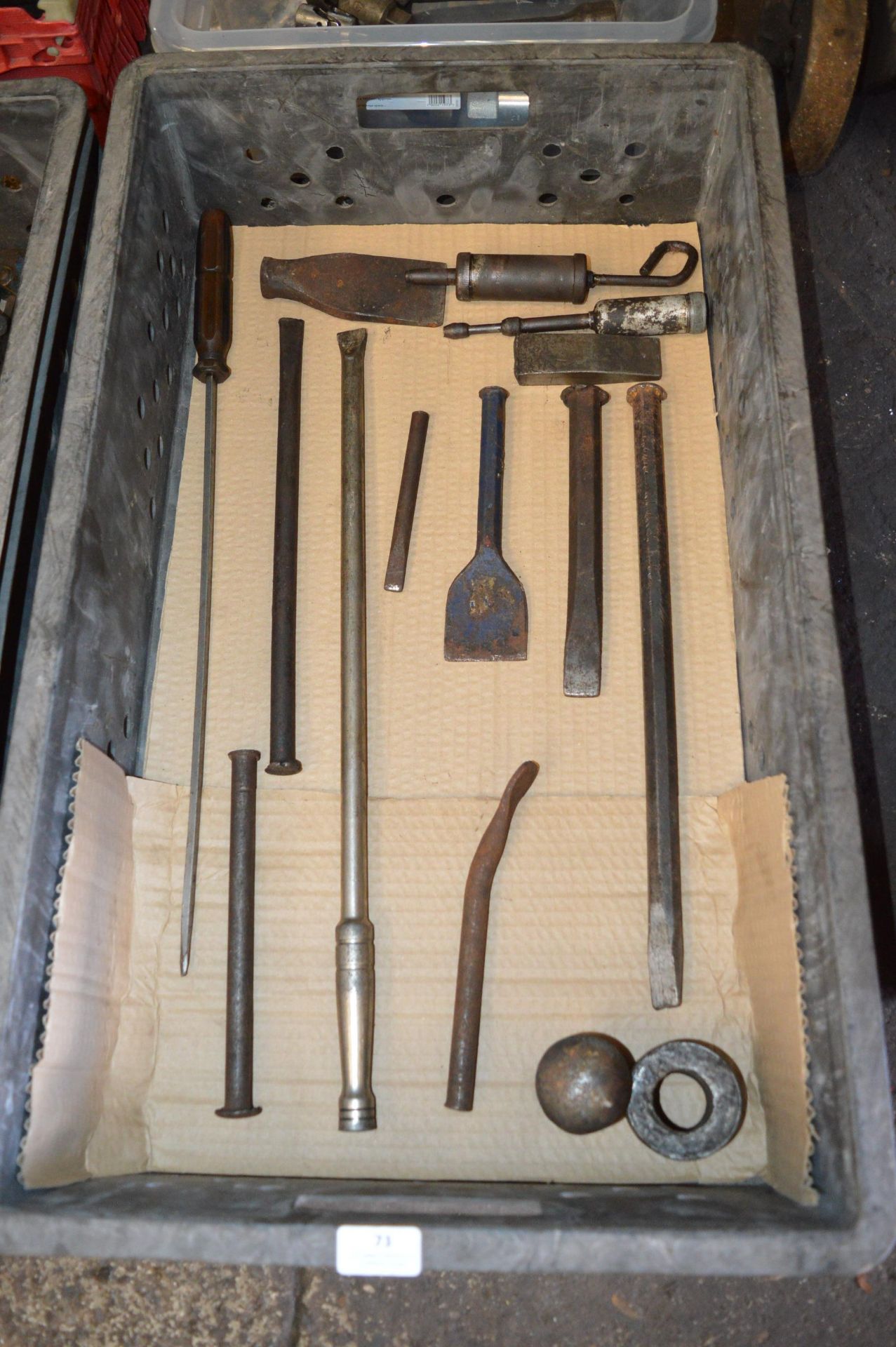 Quantity of Chisels, Grease Guns, Long Screwdriver, etc.