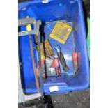 Box of Assorted Drills and Two Hacksaws