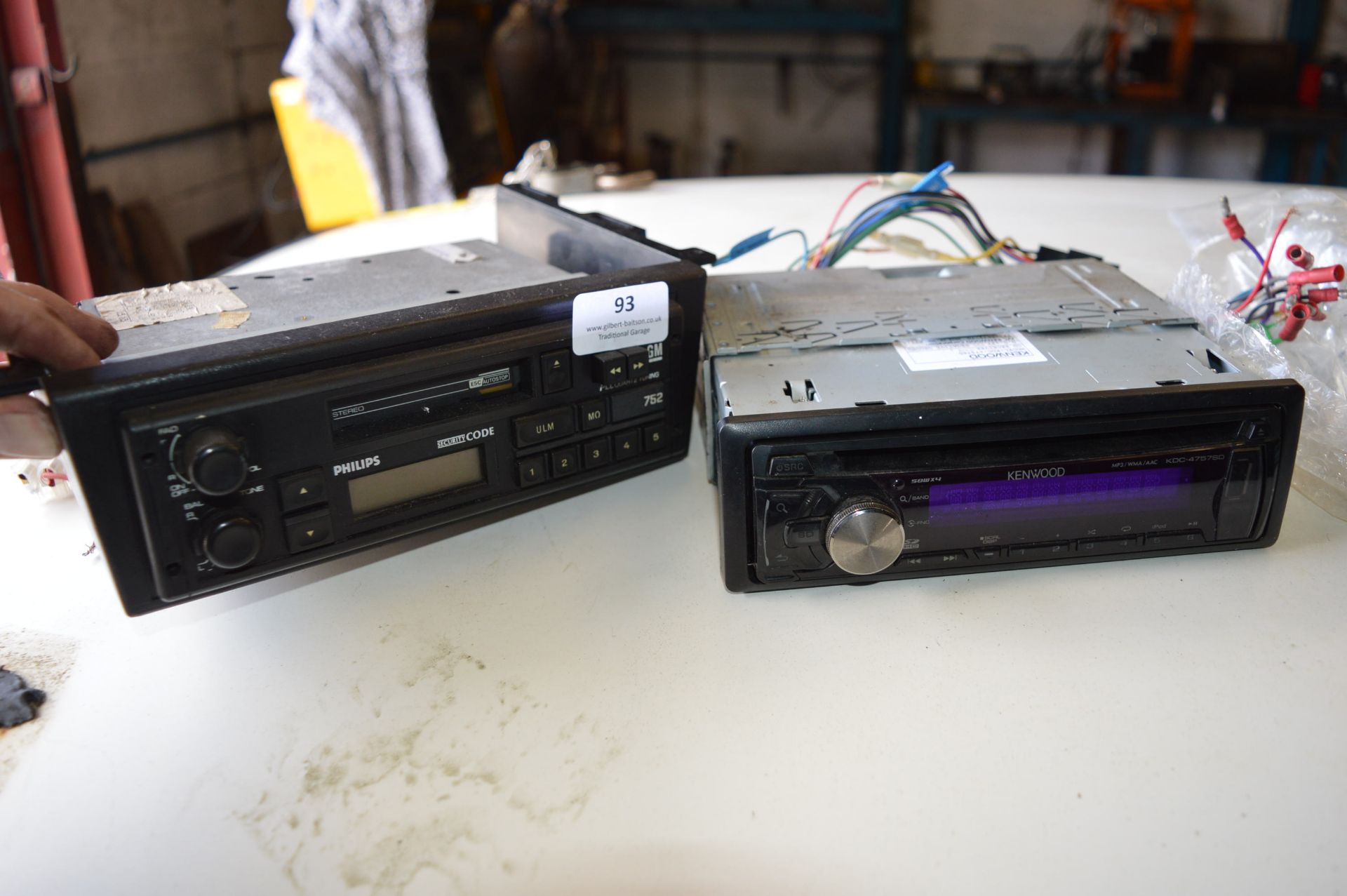 Three Vintage Car Stereos Including Fiat, Vauxhall Model 752, and Kenwood CD Player