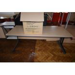 *Office Table with Beech Effect Top on Grey Frame 180x75cm