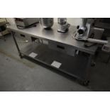 Stainless Steel Mobile Preparation Table with Undershelf and Two Drawers 180x70cm x 85cm high