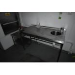 *Stainless Steel Preparation Table with Sink Unit, Bonza Can Opener, and Appliance Stand to