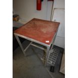 Aluminium Framed Butcher Table with Red Polythene Top 60x60cm