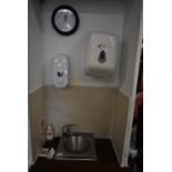 Stainless Steel Wash Hand Basin, plus Paper Towel Dispenser, and Soap Dispenser
