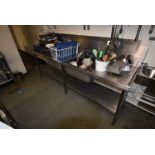 Stainless Steel Commercial Double Sink with Double Drainer, Undershelf, Upstand, and Swanneck Taps