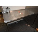Stainless Steel Preparation Table with Upstand to Rear and Right 76x145cm x 92cm high