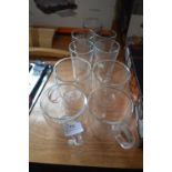 Four Glass Mugs and Five 1/2 Pint Beer Glasses