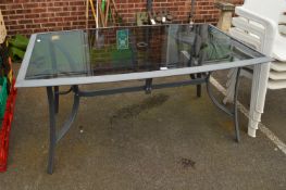Glass Topped Metal Framed Patio Table