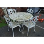 White Painted Aluminium Patio Table and Four Chairs