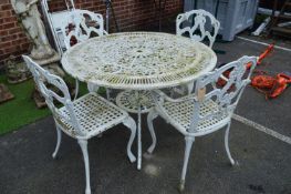 White Painted Aluminium Patio Table and Four Chairs