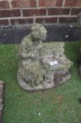 Small Garden Statue of a Lady on a Bench
