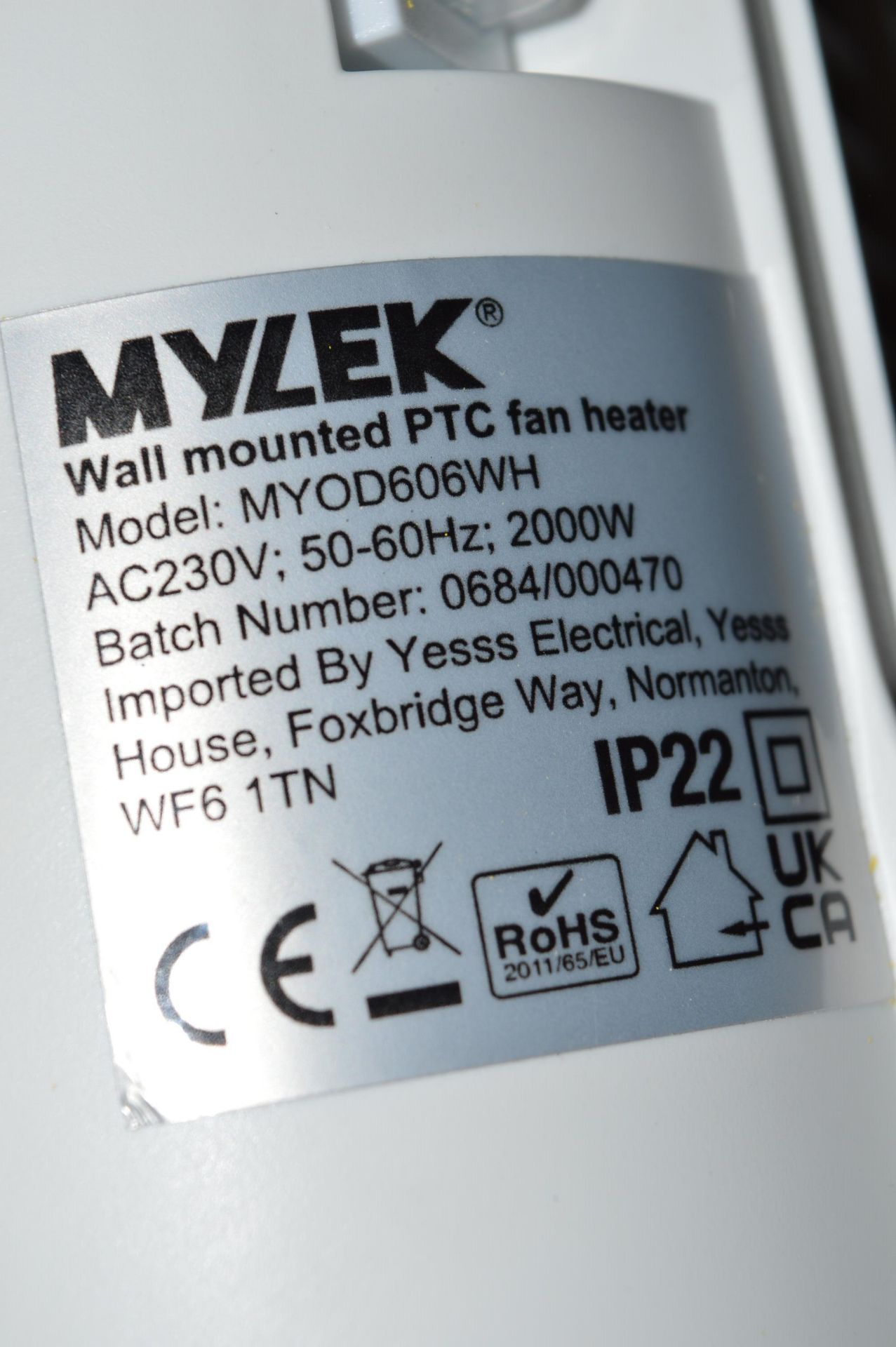 *Wall Mounted PTC Fan Heater - Image 2 of 2