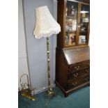 Brass Standard Lamp with Cream Shade