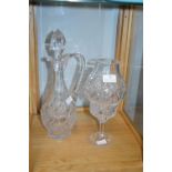 Cut Glass Lead Crystal Claret Jug plus a Candle La