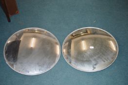 Two Convex Outdoor Mirrors