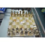 Brass Chess Set on Onyx Board