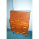 Retro Teak Four Drawer Bureau