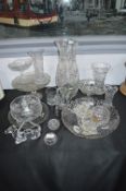 Glass Vases, Dishes, Cake Stands, Candlesticks, et