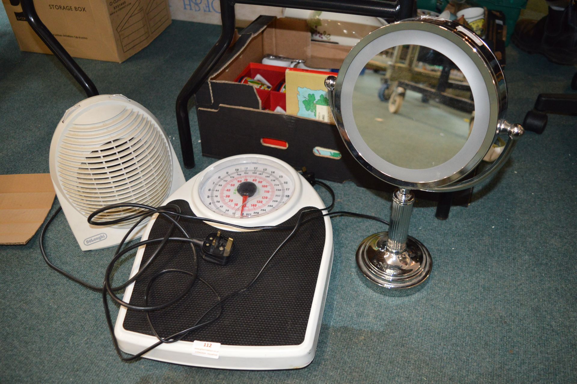 Bathroom Scales, Makeup Mirror, and Fan Heater