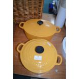 Two Le Creuset Cast Iron Enamel Casserole Dishes