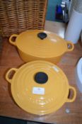 Two Le Creuset Cast Iron Enamel Casserole Dishes