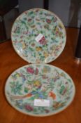 Pair of Famille Rose Chinese Porcelain Plates