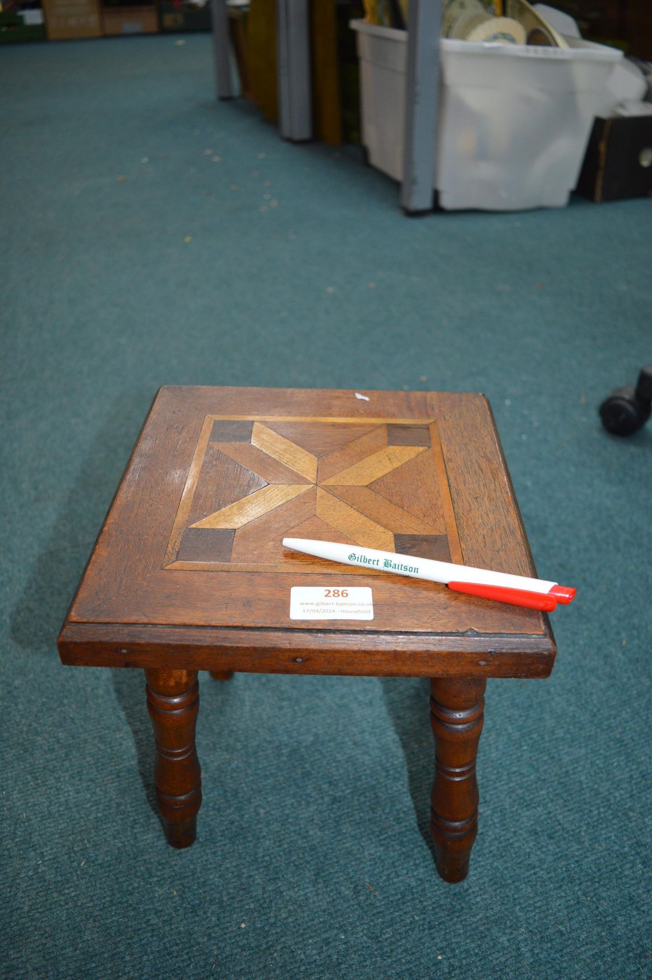 Vintage Stool with Marquetry Design