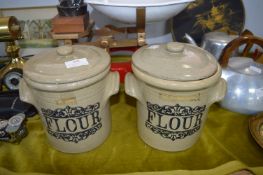 Pair of Stoneware Flour Bins