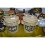 Pair of Stoneware Flour Bins