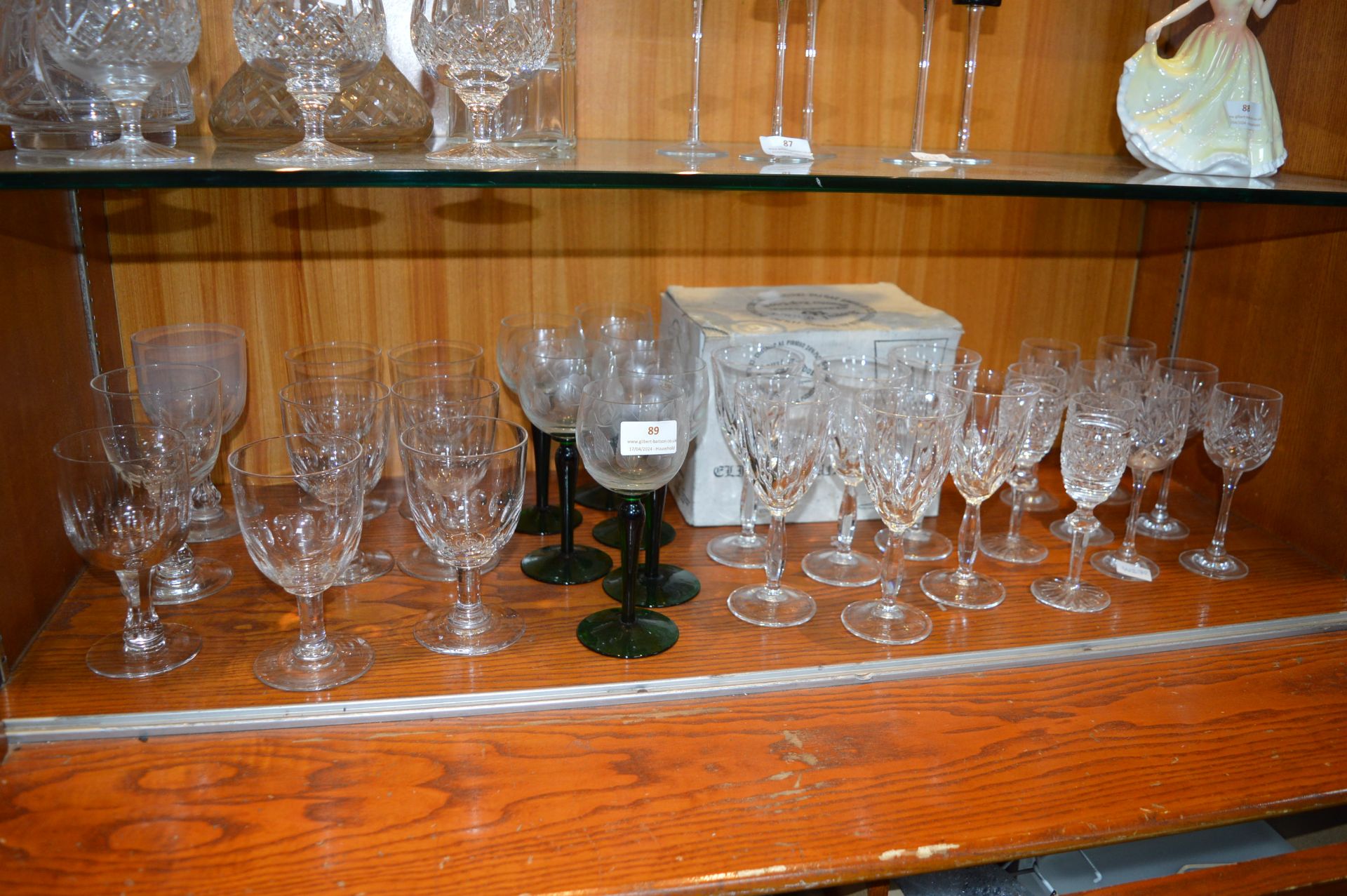 Cut Glass Lead Crystal Wine Glasses, etc.