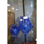 Two Blue Studio Glass Vases