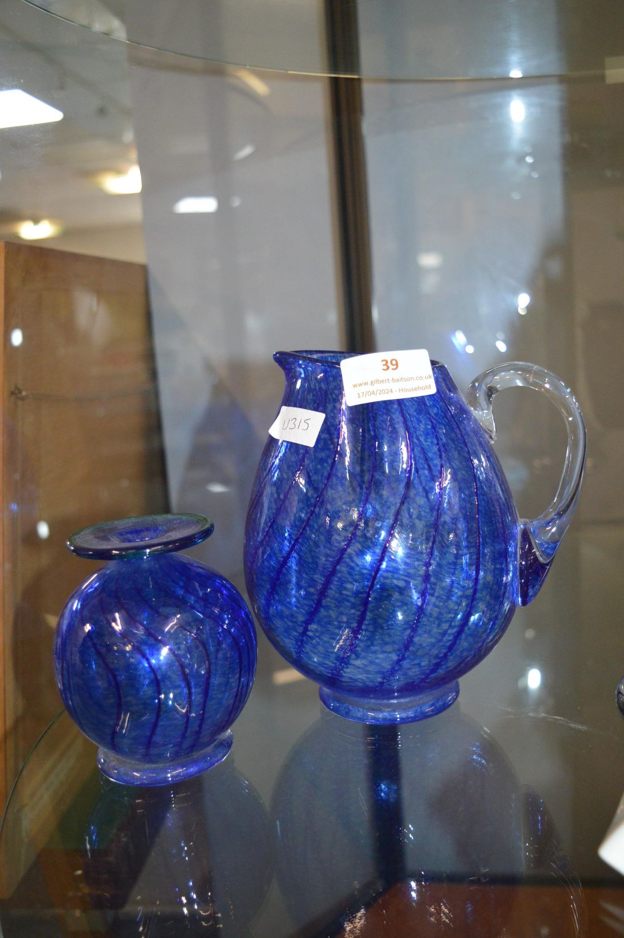 Two Blue Studio Glass Vases